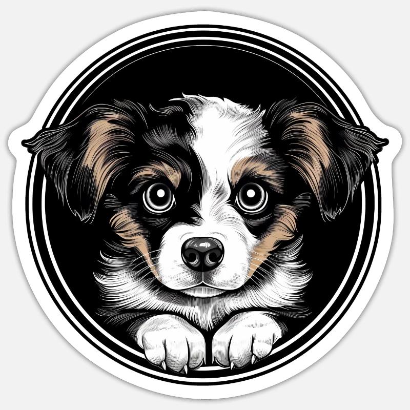 Chiot mignon - Sticker taille S (10 x 10 cm) - blanc mat