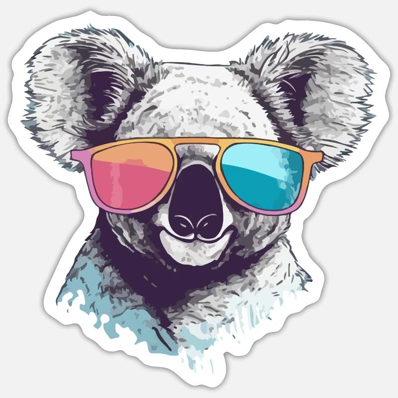 Timy le koala à lunettes Sticker taille S (10 x 10 cm)