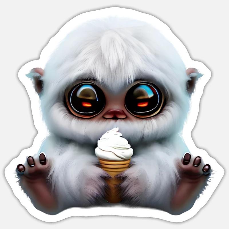 Yeti mit Softeis Sticker Größe S (10 x 10 cm)