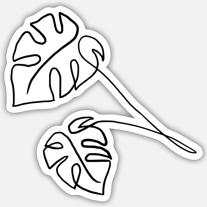 Monstera - Sticker taille S (10 x 10 cm) - blanc mat