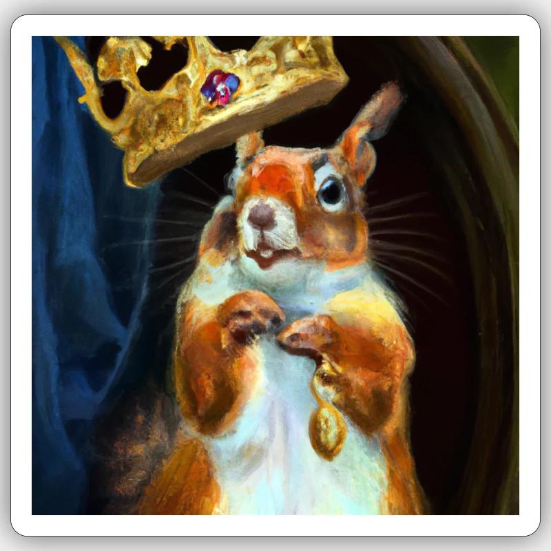 König Eichhörnchen Sticker Größe S (10 x 10 cm)