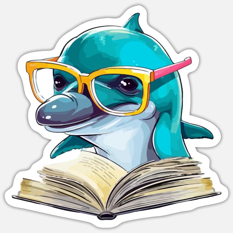 Molo the learned dolphin - Sticker size S (10 x 10 cm) - white matte