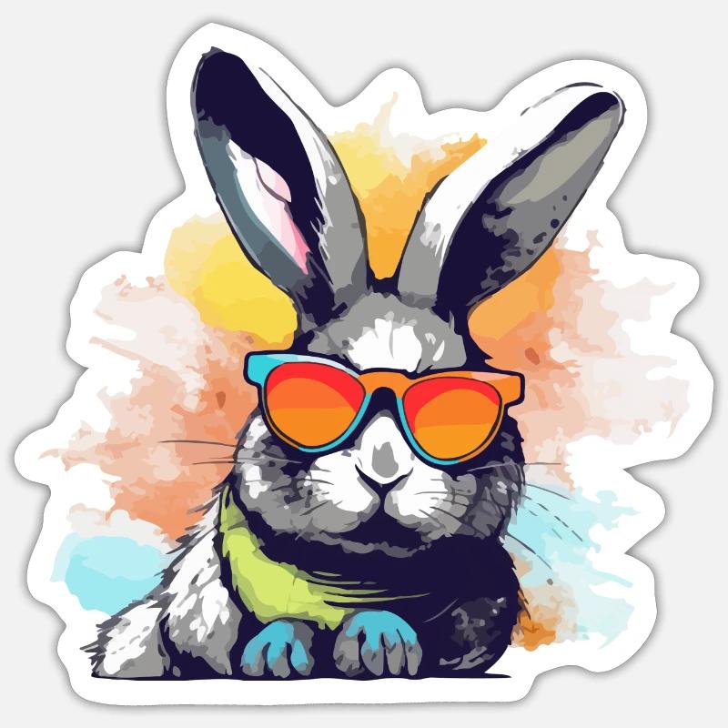 Log le lapin - Sticker taille S (10 x 10 cm) - blanc mat