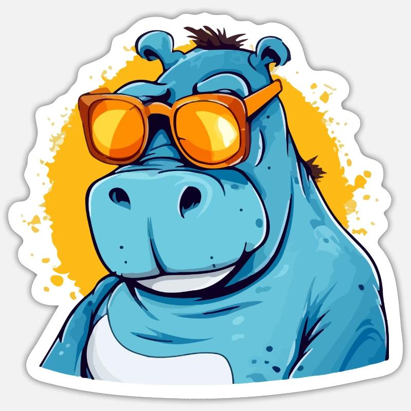 Bob l'hippopotame - Sticker taille S (10 x 10 cm) - blanc mat