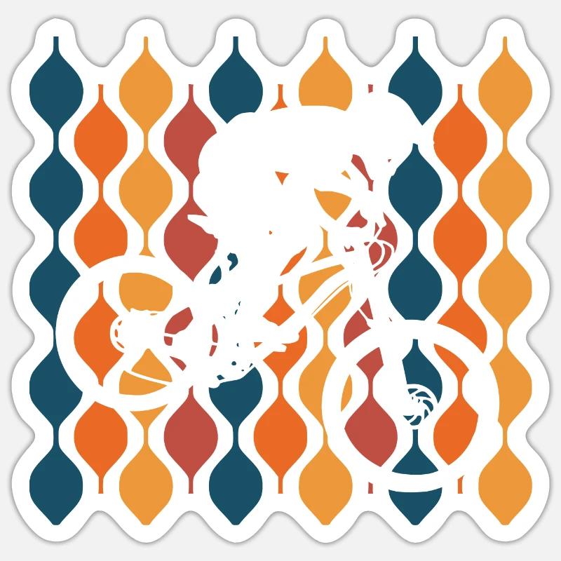 VTT Biker Rétro - Sticker taille S (10 x 10 cm) - blanc mat