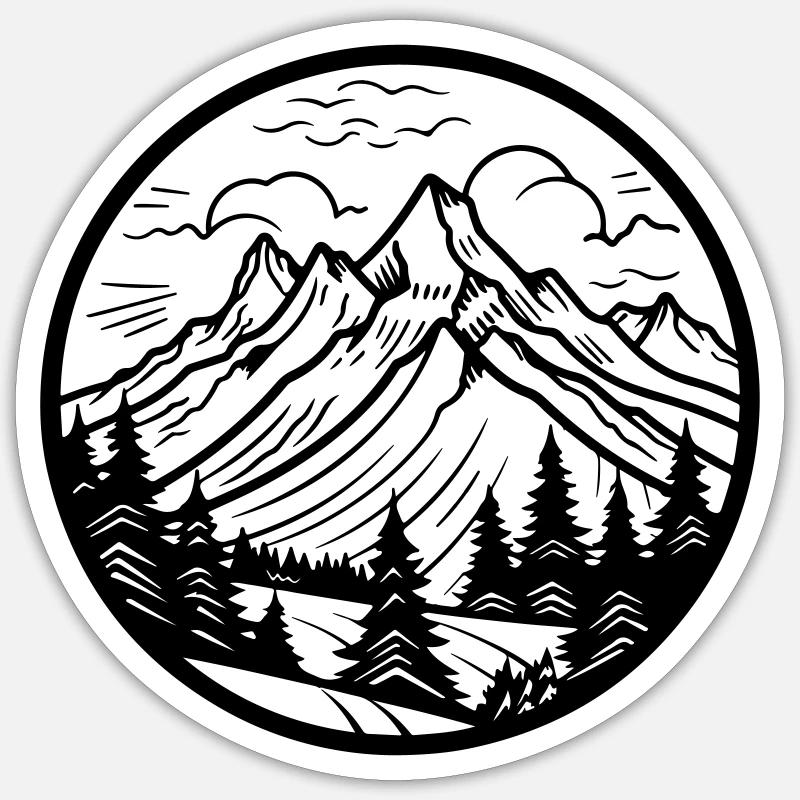 Mountains Symbol Silhouette - Sticker size S (10 x 10 cm) - white matte