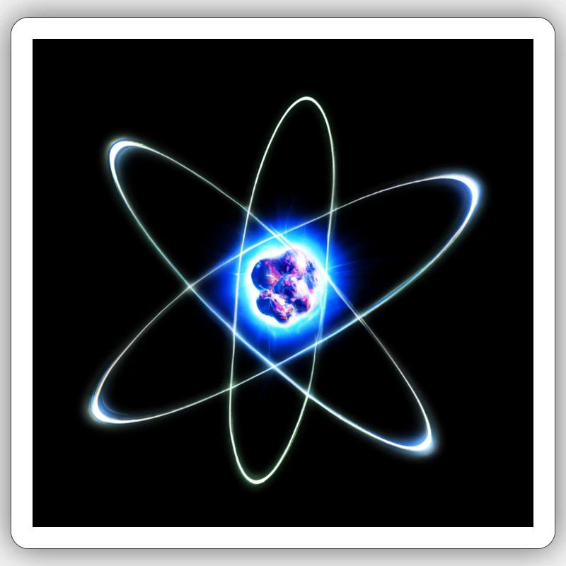 Atome nucléaire - Sticker taille S (10 x 10 cm) - blanc mat