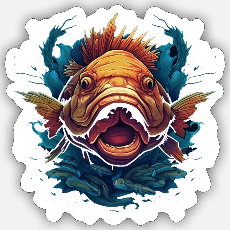 fish head 2 Sticker size S (10 x 10 cm)