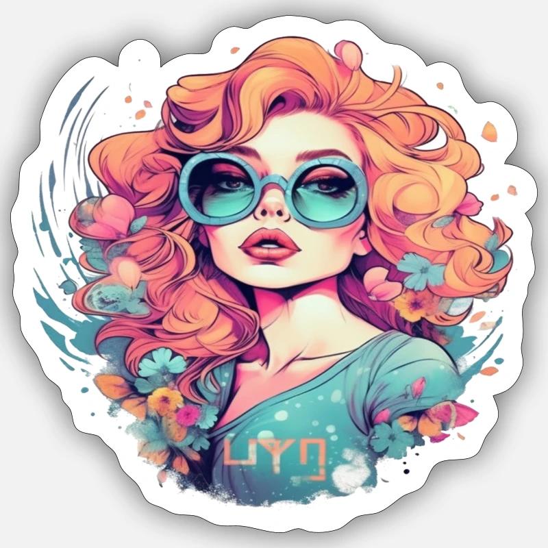 girly 8 - Sticker taille S (10 x 10 cm) - blanc mat