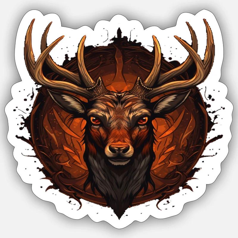 Deer head 1 - Sticker taille S (10 x 10 cm) - blanc mat