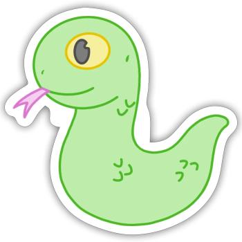 Gentil petit serpent - Sticker taille S (10 x 10 cm) - blanc mat - Devant