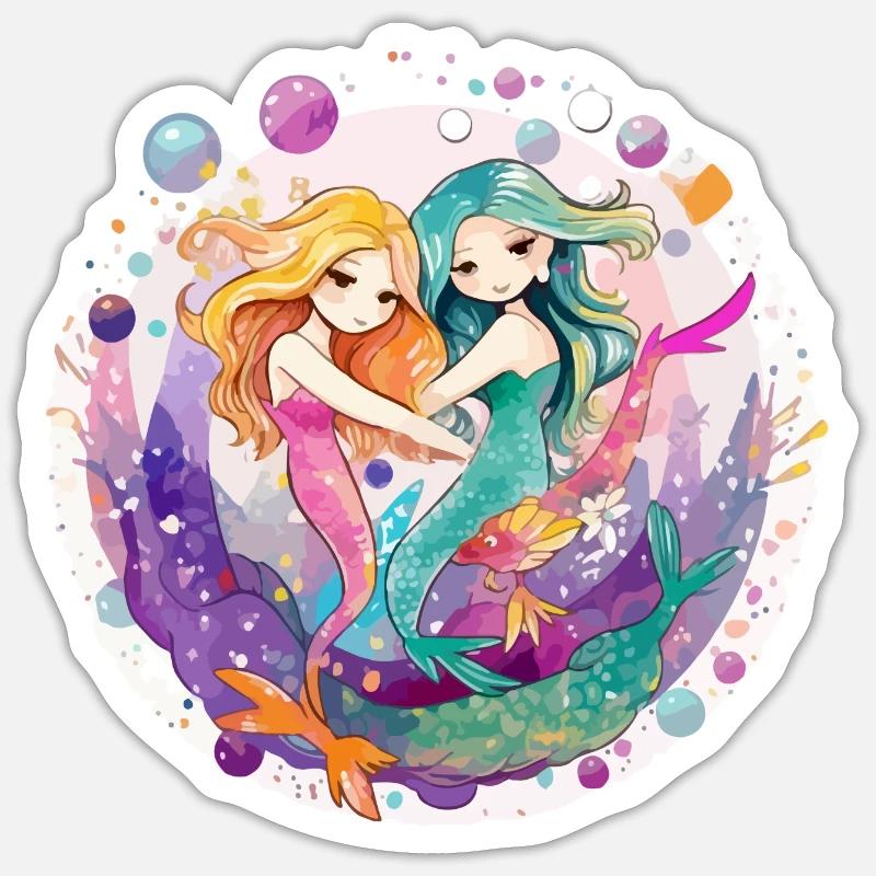 Les sirènes - Sticker taille S (10 x 10 cm) - blanc mat