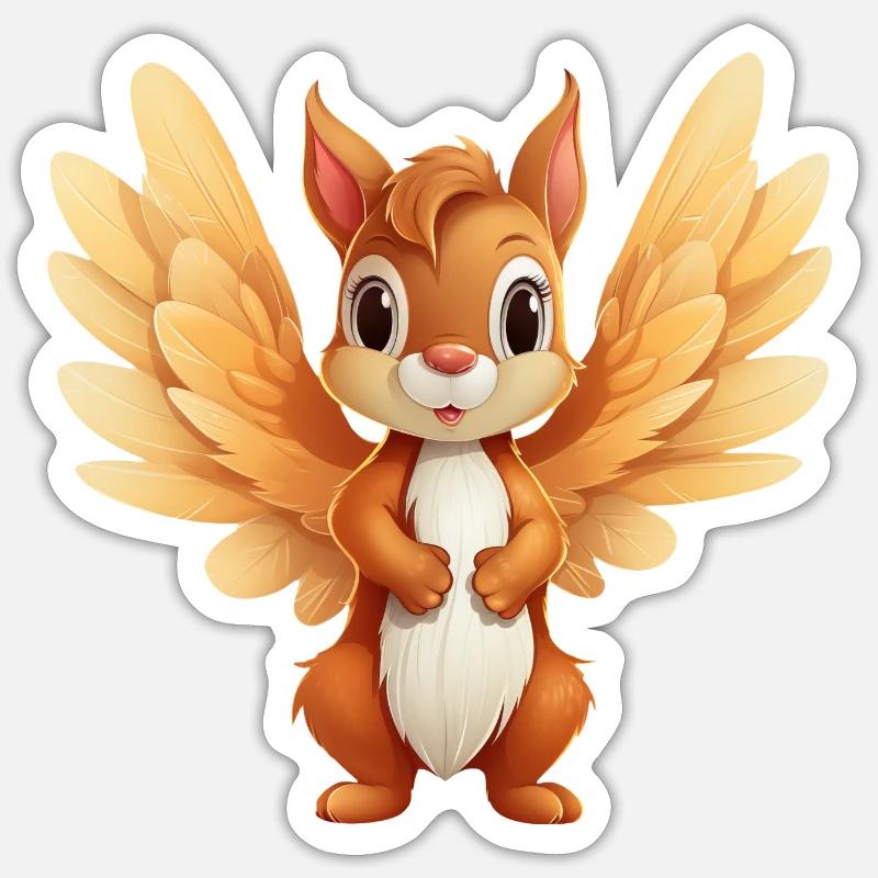 Squirrel Angel - Conception d’animaux célestes Sticker taille S (10 x 10 cm)
