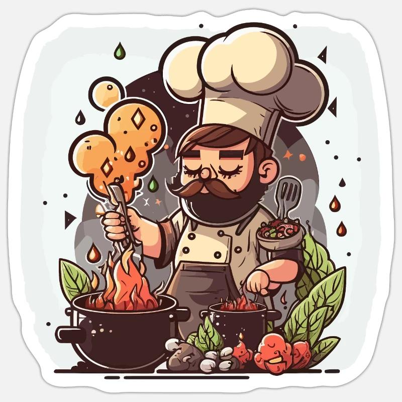 Maître cuisinier - Sticker taille S (10 x 10 cm) - blanc mat