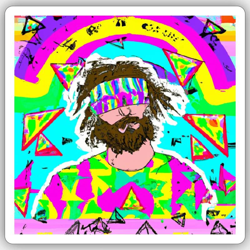 hippie blindfolded - Sticker taille S (10 x 10 cm) - blanc mat