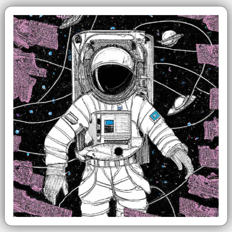SPACEMAN - Sticker taille S (10 x 10 cm) - blanc mat