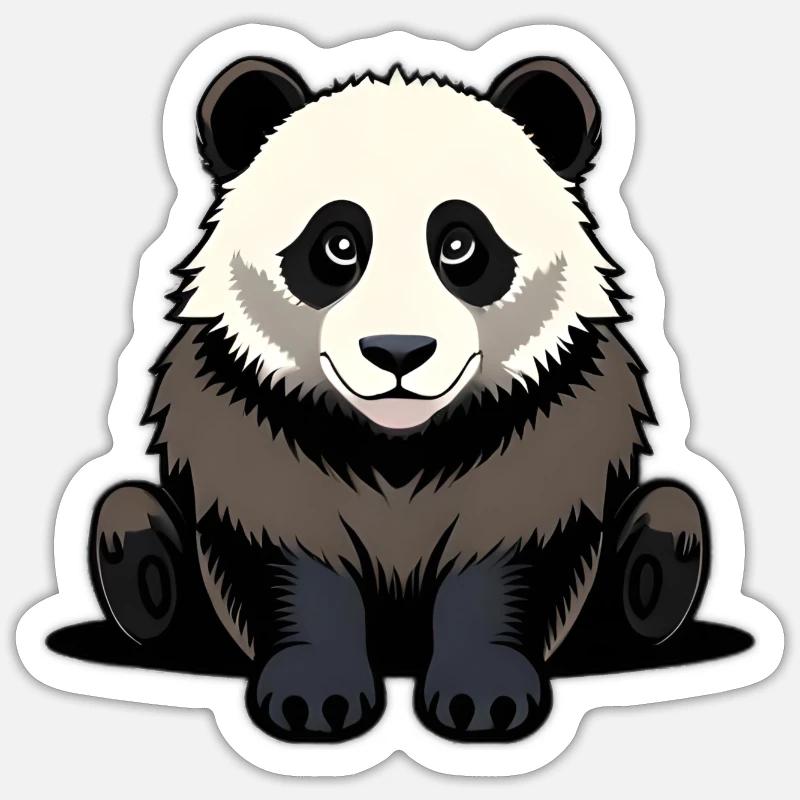 Panda mignon assis Sticker taille S (10 x 10 cm)