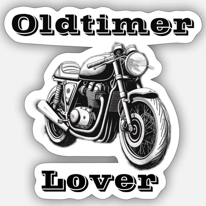Oldtimer Lover - Sticker Größe S (10 x 10 cm) - Mattweiß