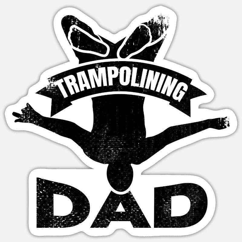 Papa sauteur trampoline - Sticker taille S (10 x 10 cm) - blanc mat