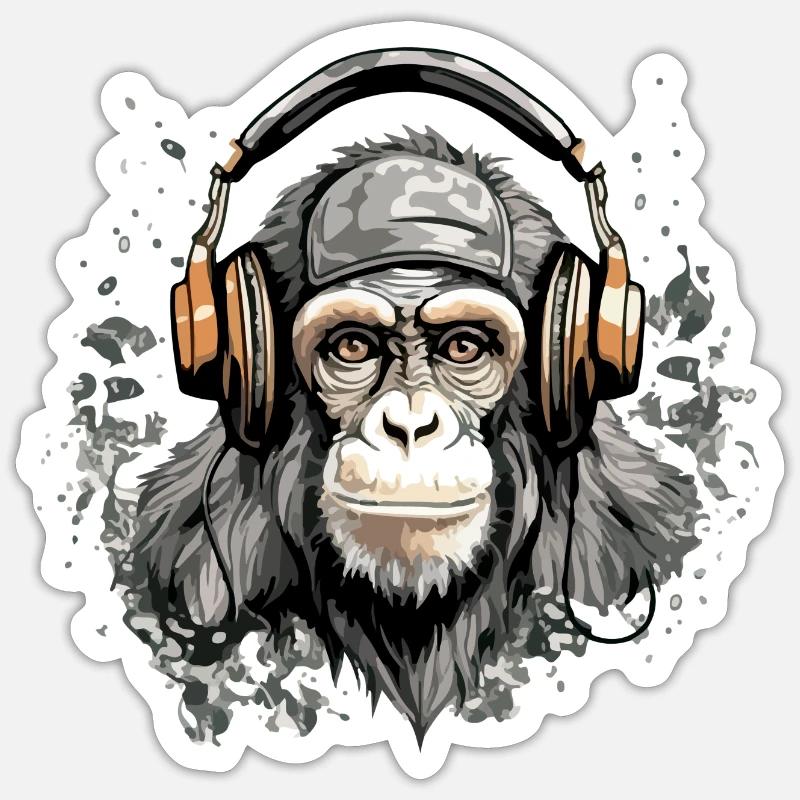 Rito the audiophile monkey Sticker size S (10 x 10 cm)