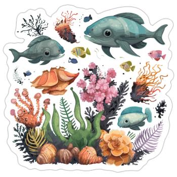 Fish Corals Sea Ocean Marine Life Animals - Sticker size S (10 x 10 cm) - white matte - Front