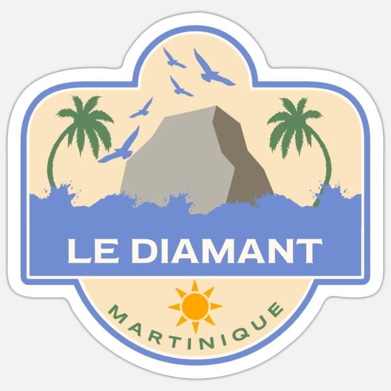 Le Diamant Martinique Caraïbes - Sticker taille S (10 x 10 cm) - blanc mat
