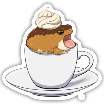 Tasse Frosch - Sticker Größe S (10 x 10 cm) - Mattweiß - Vorne