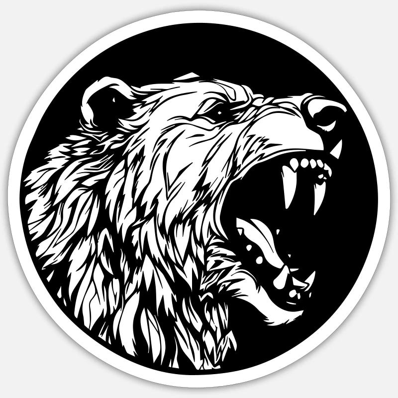 Grizzli - Sticker taille S (10 x 10 cm) - blanc mat