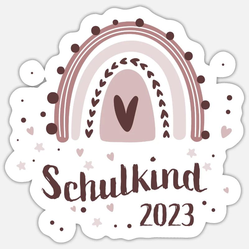 Schulkind 2023 Mädchen Erste Klasse - Sticker Größe S (10 x 10 cm) - Mattweiß