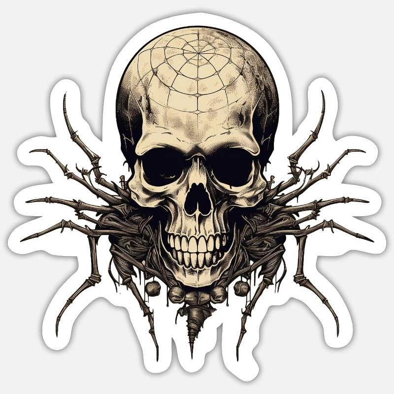 Crâne d'araignée - Sticker taille S (10 x 10 cm) - blanc mat