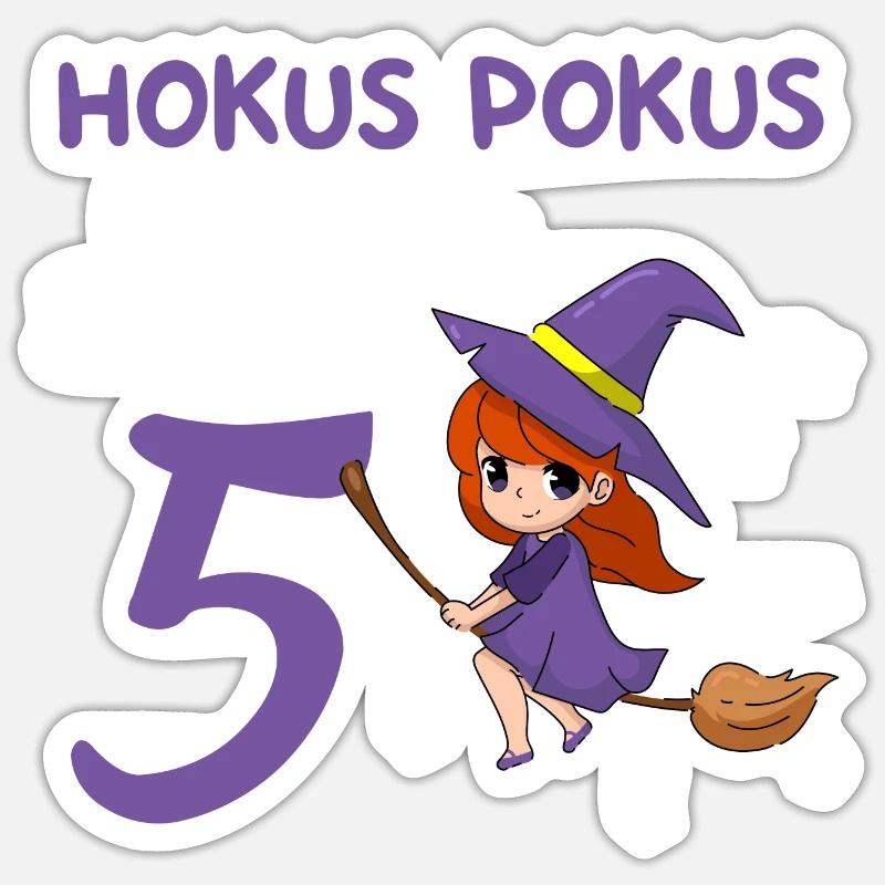 5. Geburtstag Hexerei Zauberei Hexe Sticker Größe S (10 x 10 cm)