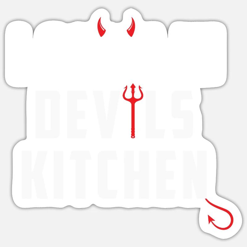 I come in devils kitchen Denglisch Lustige Sprüche - Sticker Größe S (10 x 10 cm) - Mattweiß