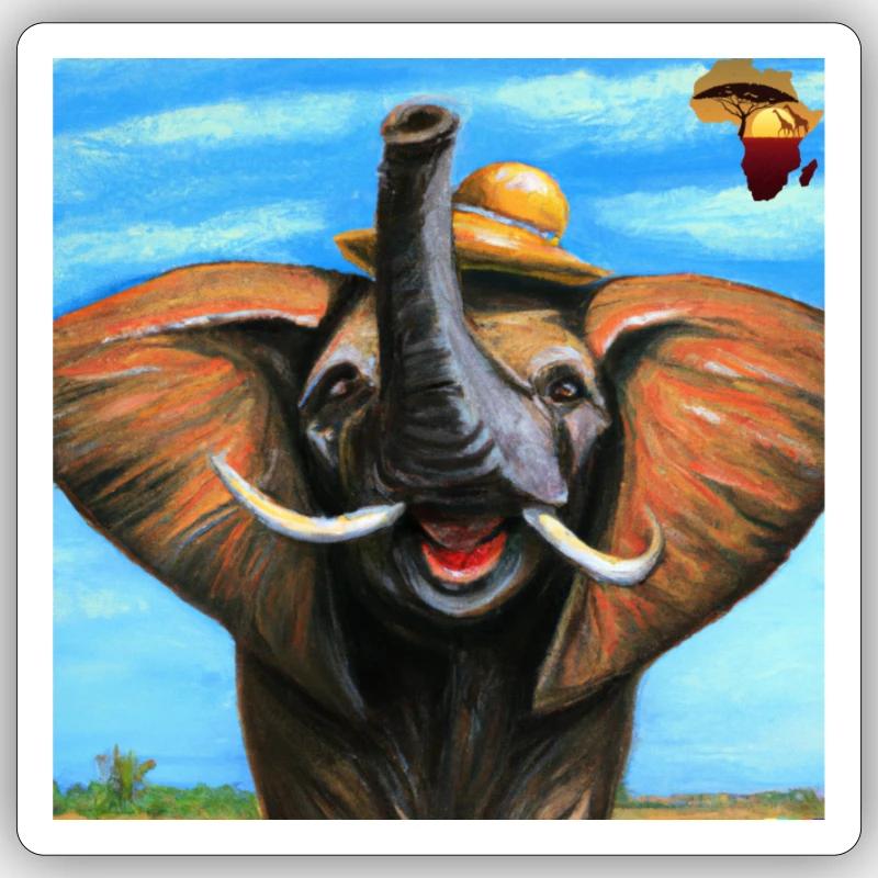 Elefant als Ölgemälde - Sticker Größe S (10 x 10 cm) - Mattweiß