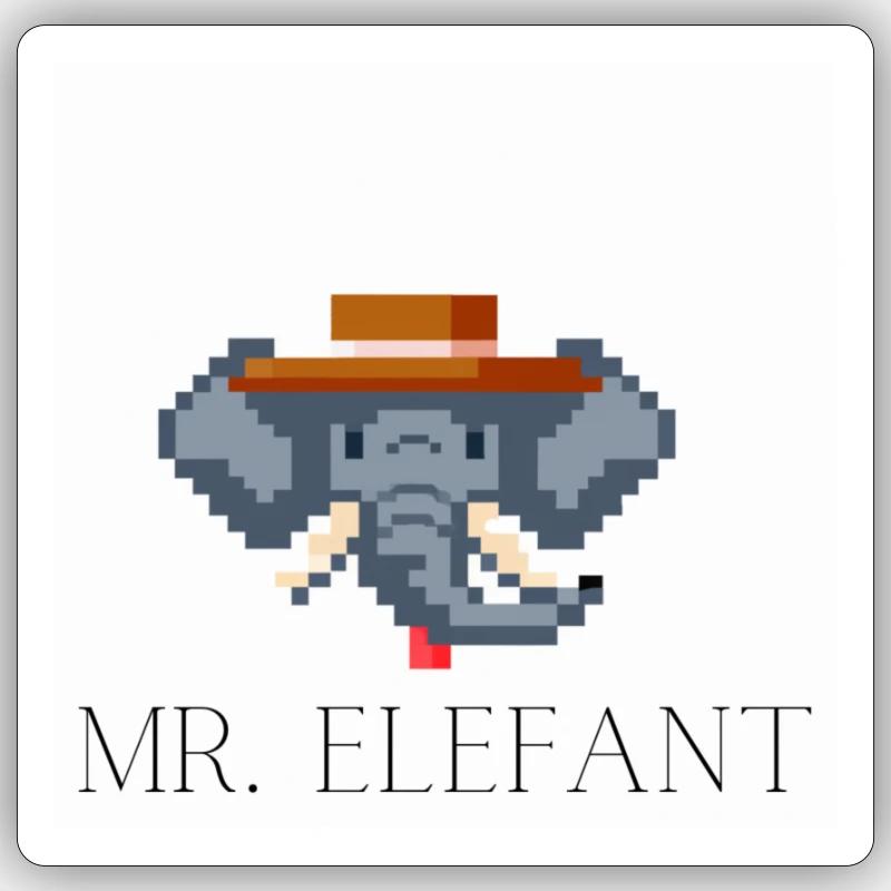 Mr Elefant - Sticker Größe S (10 x 10 cm) - Mattweiß