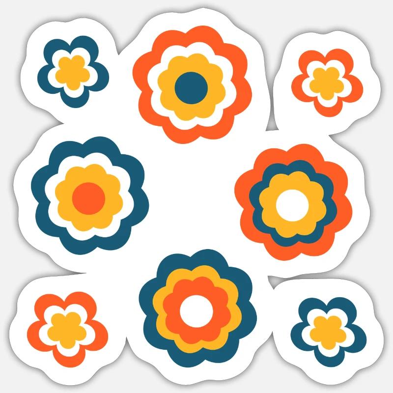 70s Flower Pattern Sticker size S (10 x 10 cm)