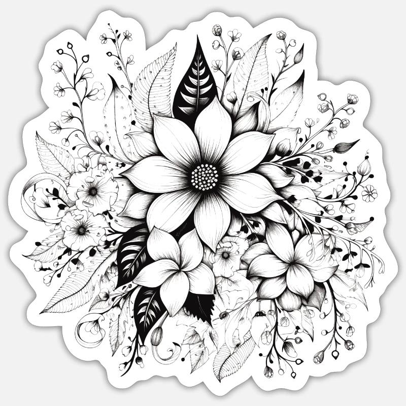 Floral pattern dark - Sticker size S (10 x 10 cm) - white matte