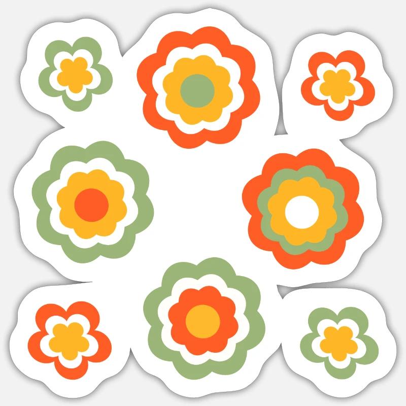 70s Flower Pattern - Sticker size S (10 x 10 cm) - white matte