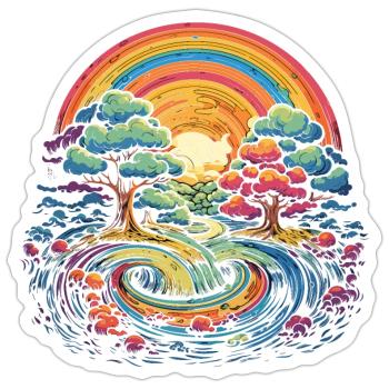 Regenbogen Wunderwelt - Sticker Größe S (10 x 10 cm) - Mattweiß - Vorne