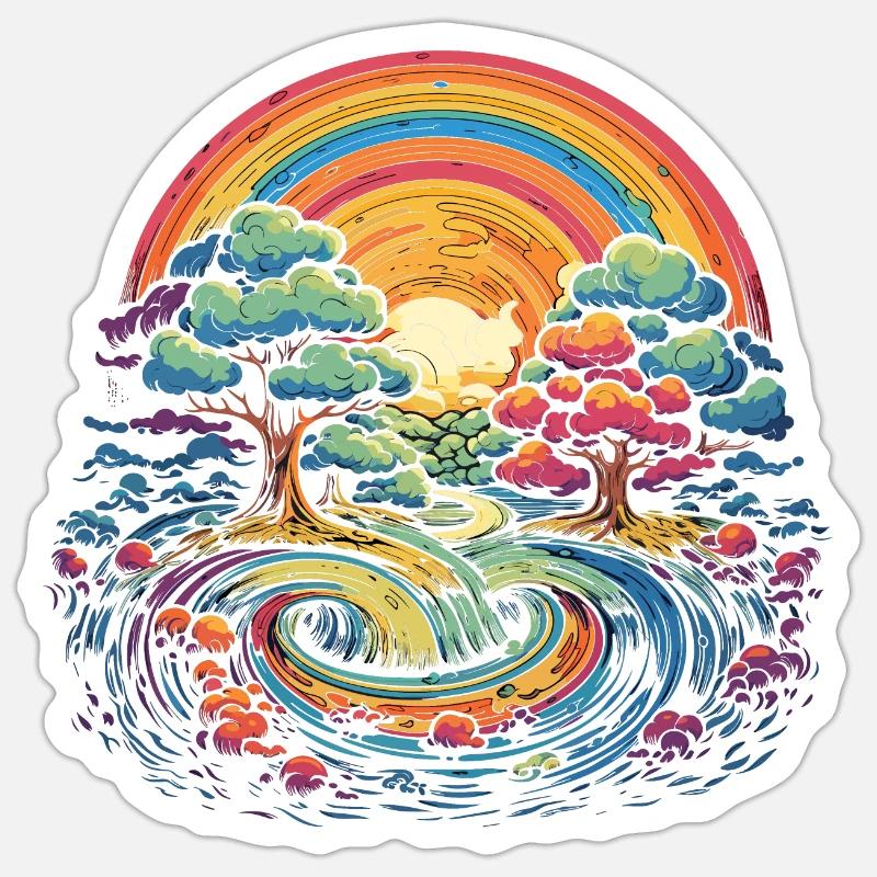 Rainbow Wonderland - Sticker taille S (10 x 10 cm) - blanc mat