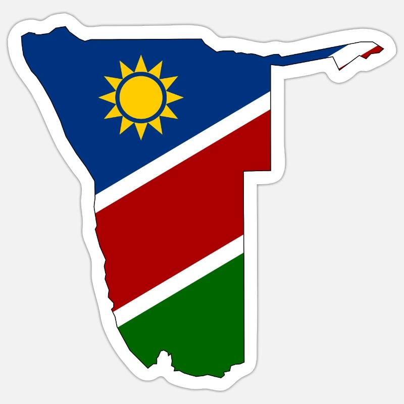 Namibia flag map - Sticker size S (10 x 10 cm) - white matte