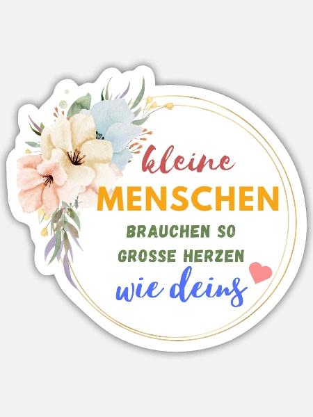 Kleine Menschen brauchen… Blumen Kranz - Sticker Größe S (10 x 10 cm) - Mattweiß
