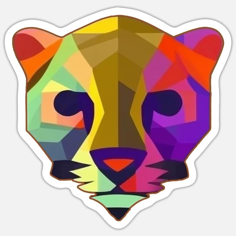 Panthère Stylisée Multicolore Sticker taille S (10 x 10 cm)