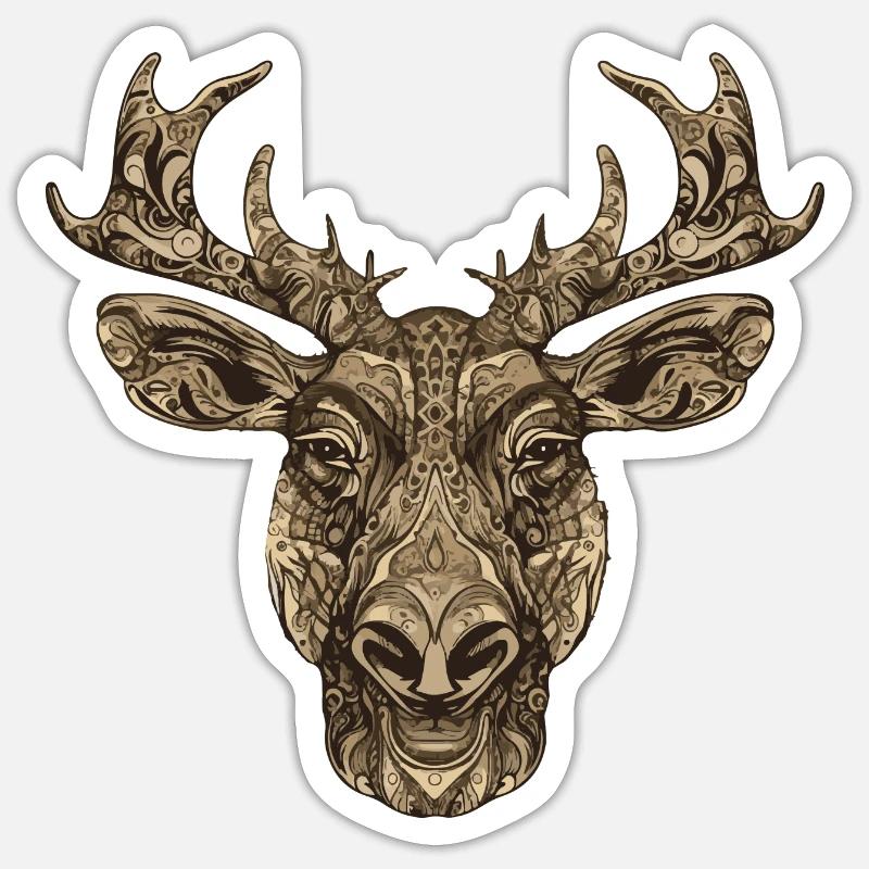 Moose Portrait - Sticker size S (10 x 10 cm) - white matte