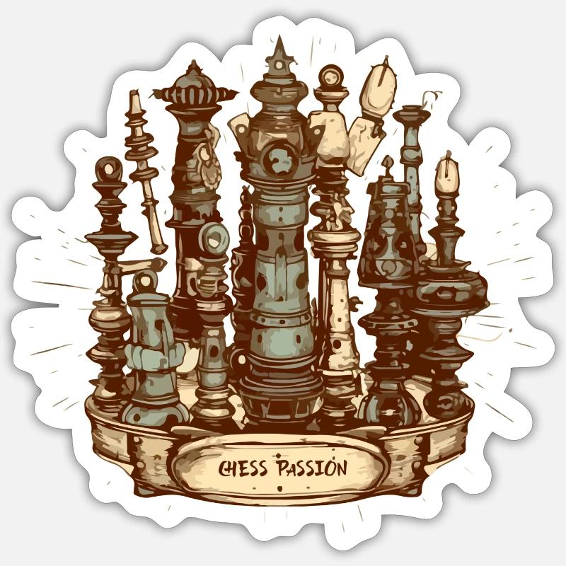 Passion des échecs - Sticker taille S (10 x 10 cm) - blanc mat