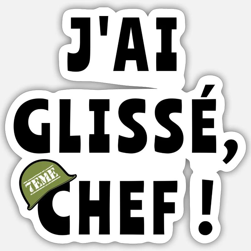 J’ai glissé chef - Sticker taille S (10 x 10 cm) - blanc mat