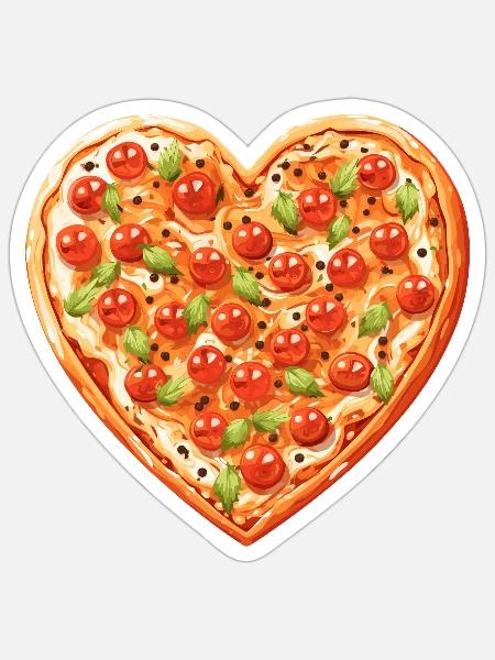 Love Pizza - Ich Liebe Pizza - Sticker Größe S (10 x 10 cm) - Mattweiß