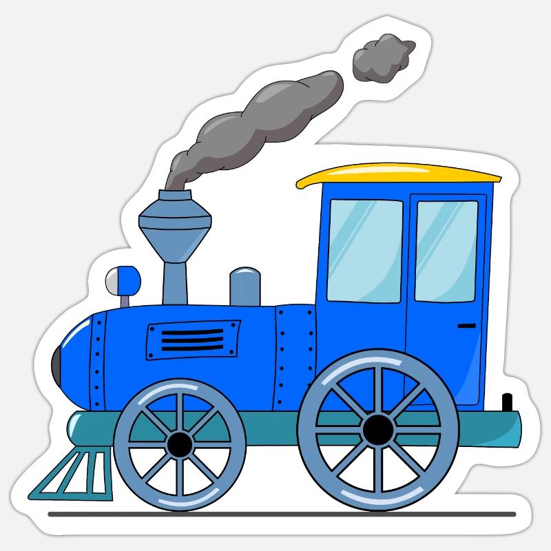 Kinderzug Eisenbahn blau - Sticker Größe S (10 x 10 cm) - Mattweiß