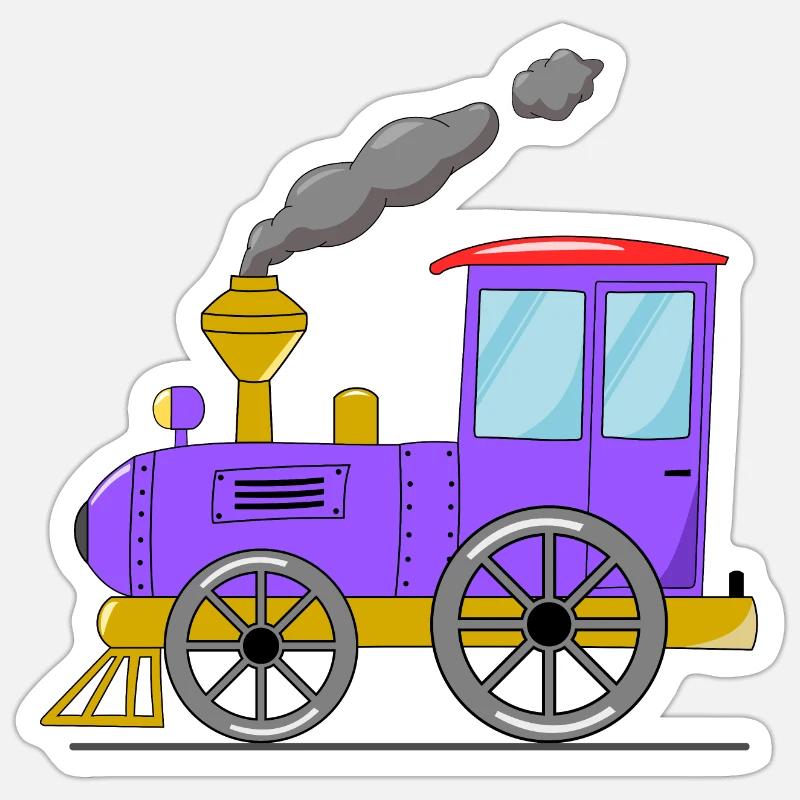Kinderzug Eisenbahn lila - Sticker Größe S (10 x 10 cm) - Mattweiß