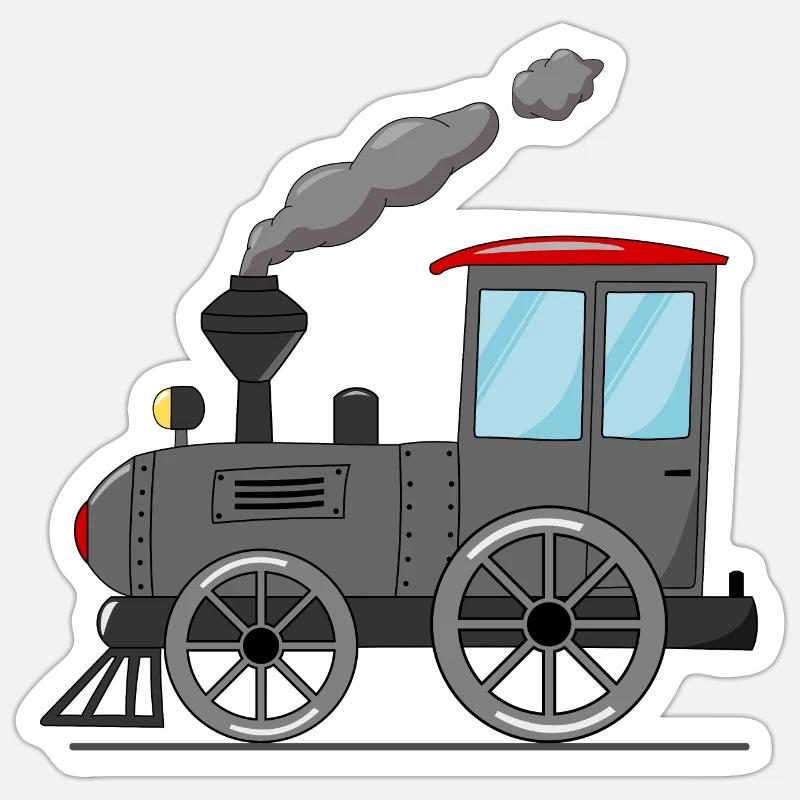 Kinderzug Eisenbahn grau - Sticker Größe S (10 x 10 cm) - Mattweiß