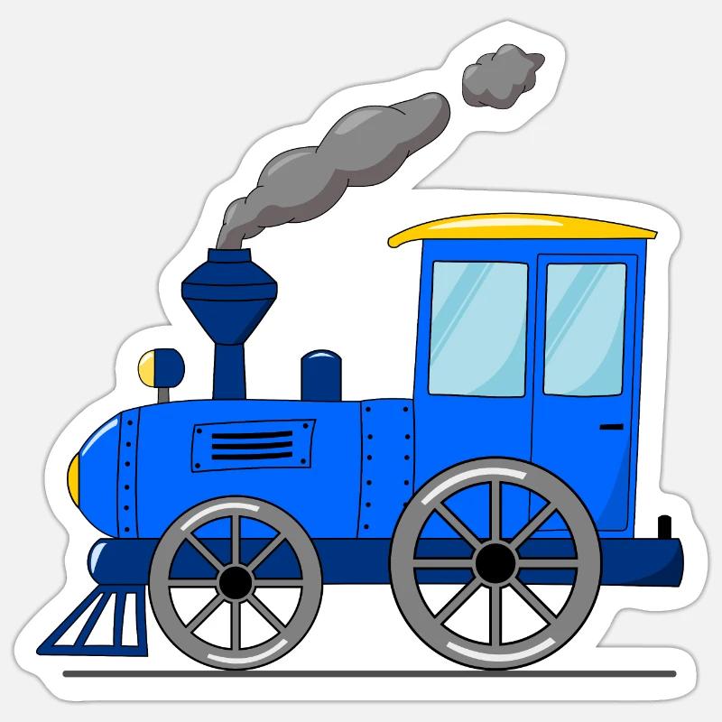 Kinderzug Eisenbahn blau - Sticker Größe S (10 x 10 cm) - Mattweiß